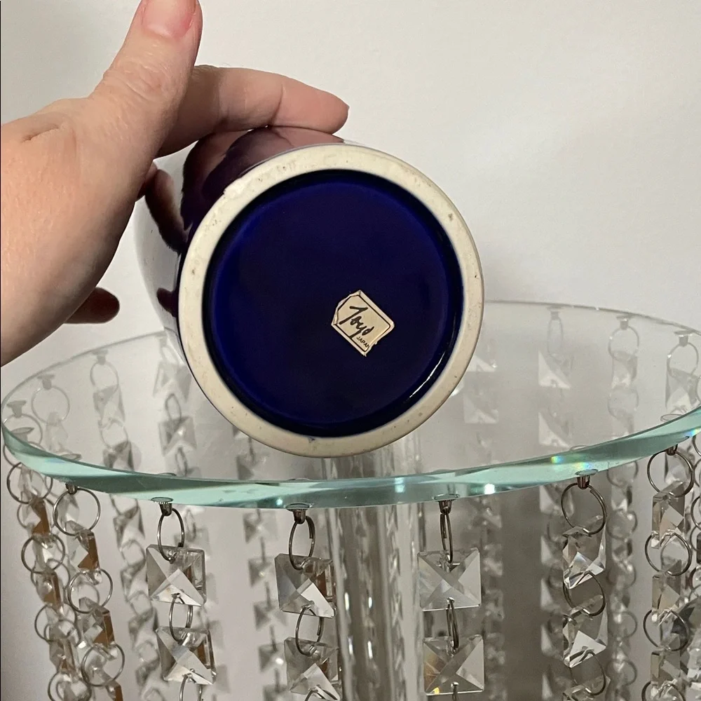 Elegant Blue and Gold Peacock Vase